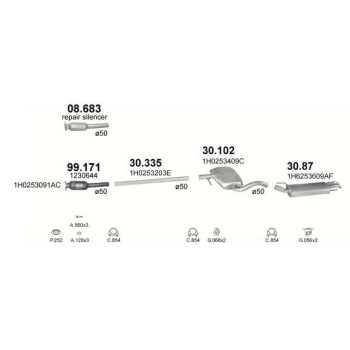 глушитель на VW GOLF (III), 91 - 00