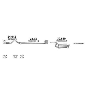 глушитель на VW GOLF (VI), 08 - 12