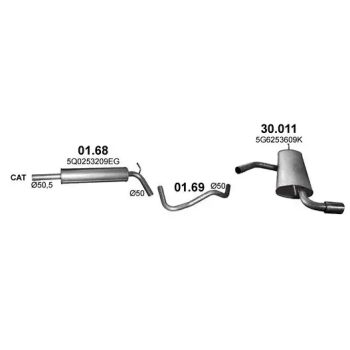 глушитель на VW GOLF (VII), 12 - 17