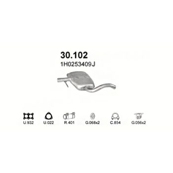 глушитель на VW Golf III 1.9 SDi, 1.9 TDi Turbo Diesel, 2.0 GTi 8V, 93-97