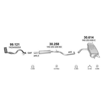 глушитель на VW GOLF PLUS (I), 05 - 09
