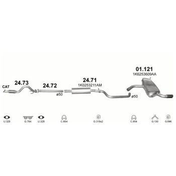 глушитель на VW GOLF PLUS (II) 1.2
