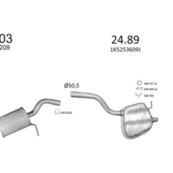 глушитель на VW JETTA (V), 05 - 11