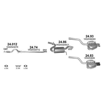 глушитель на VW JETTA (V), 05 - 11