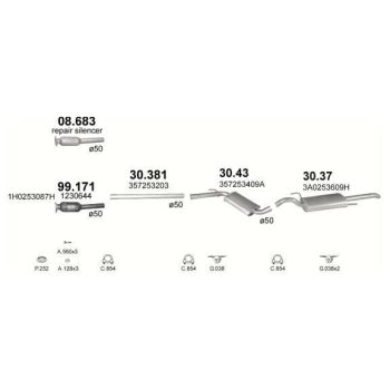 глушитель на VW PASSAT (B4), 93 - 97