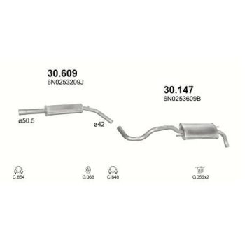 глушитель на VW POLO (III), 99 - 01