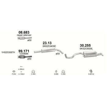 глушитель на VW POLO (III), 94 - 02