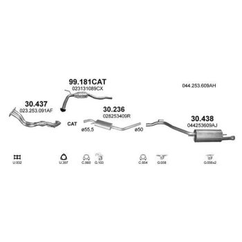 глушитель на VW TRANSPORTER (T4), 90 -03