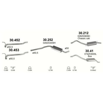 глушитель на VW TRANSPORTER (T4), 90 -03