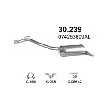 ГЛУШИТЕЛЬ VW Transporter IV 2.5 TDi (7DW) LWB 3320mm, 2.5 TDi SWB 2920mm, 2.5 TD LWB 3320mm 96-03