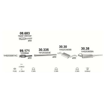 глушитель на VW VENTO, 91 - 98