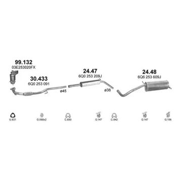 катализатор на VW POLO (IV), 01 - 05