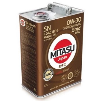 МАСЛО МОТОРНОЕ MITASU 0W-30 4L МАСЛО МОТОРНОЕ GOLD PAO SN\ API SN; ILSAC GF-5; для бенз. ДВС, 100% Synthetic