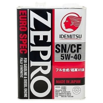 МАСЛО МОТОРНОЕ Idemitsu 1849004 А/масло ZEPRO EURO SPEC SN/CF 5W40 4L (Япония)