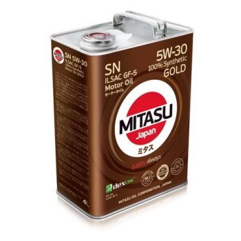 МАСЛО МОТОРНОЕ MITASU MJ-101-4 5W30 4L МАСЛО МОТОРНОЕ GOLD SN/ILSAC GF-5/DEXOS 1 СИНТ; страна ввоза - Япония