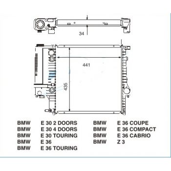 радиатор на BMW-3 (E36), 12.90 - 05.98