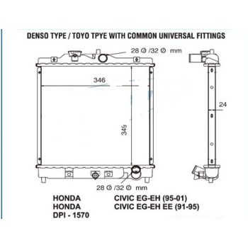 радиатор на HONDA CIVIC, 10.95 - 03.99