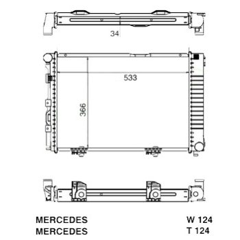 радиатор на MERCEDES BENZ (W124), 01.85 - 06.95