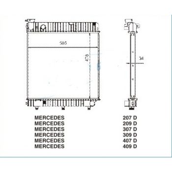 радиатор на MERCEDES BENZ BUS (207-410), 04.77 - 10.95