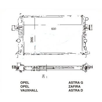 РАДИАТОР OPEL ASTRA, 03.98 - 04