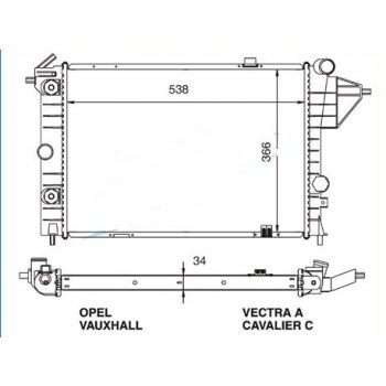 РАДИАТОР OPEL VECTRA (A), 08.88 - 10.95