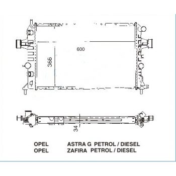 радиатор на OPEL ZAFIRA, 99 - 04