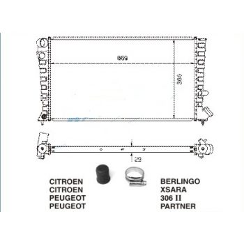 радиатор на PEUGEOT PARTNER, 06.96 - 12.02