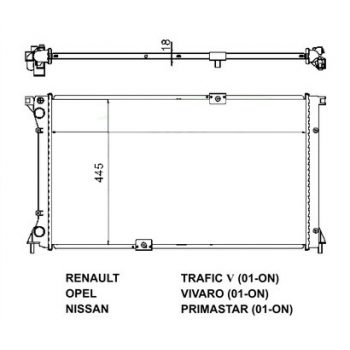 радиатор на RENAULT TRAFIC, 02 - 06