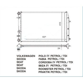 радиатор на SKODA FABIA, 08.99 - 02.07