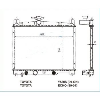 радиатор на TOYOTA YARIS, 04.99 -03